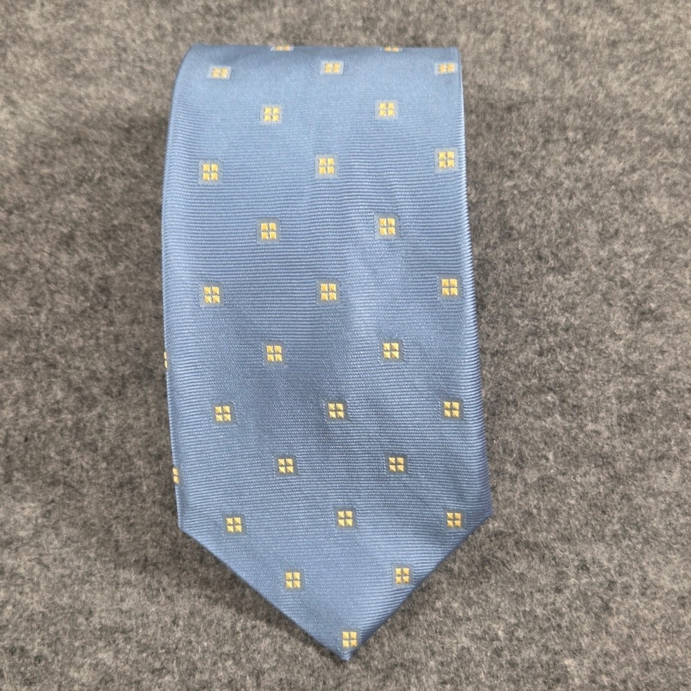 Brooks Brothers Makers Tie Blue & Yellow Geometric Medallion Silk Italy
